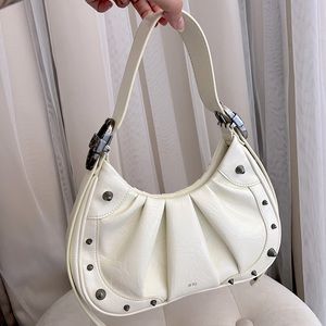 JW PEI Bag Gabbi Crushed Ruched Hobo Handbag WHITE